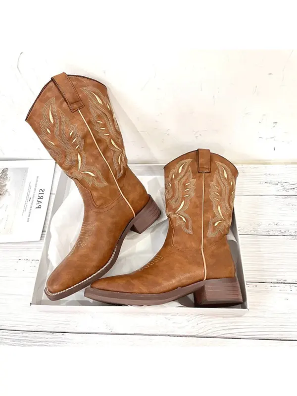 Womens Vintage Embroidered Western Boots - Shopyiyistories.com 