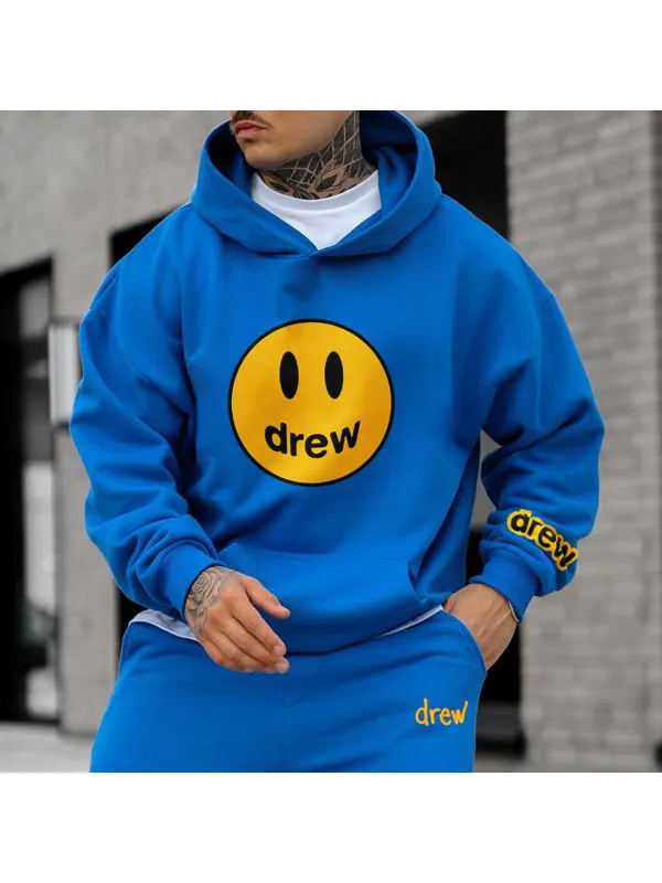 Unisex Oversized Smiley Print Hoodie - Ootdmw.com 