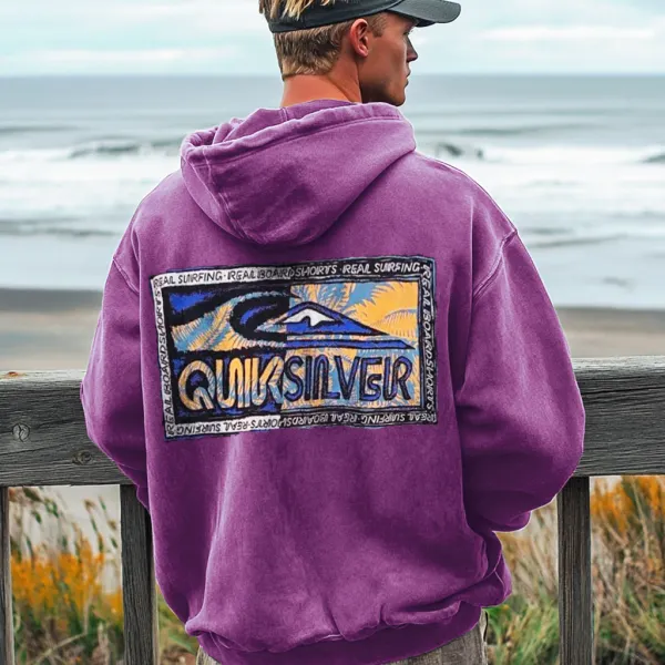 Unisex Vintage Surf Wear Print Hoodie - Yesunshine.com 
