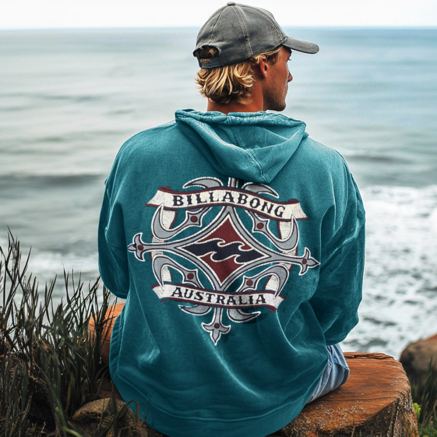 

Unisex Vintage Surf Print Hoodie