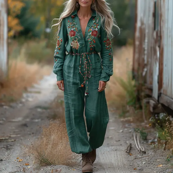 Vacation Retro Loose Jumpsuit - Yiyistories.com 