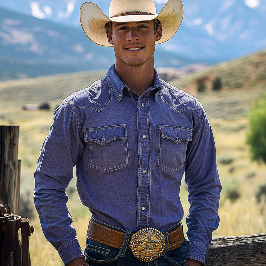 

Vintage Western Cowboy Style Long Sleeve Shirt