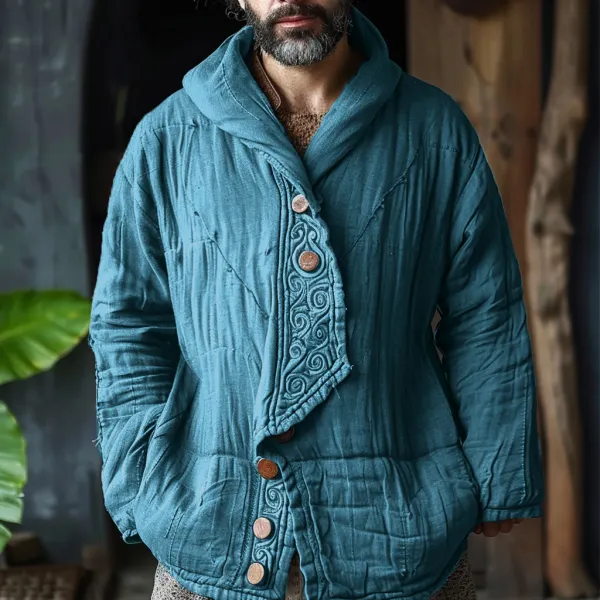 Men's Linen Ethnic Casual Padded Hoodie Warmth Casual Jacket - Yiyistories.com 