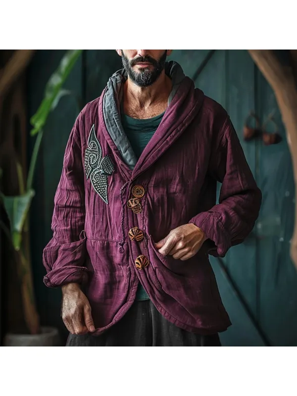 Men's Linen Ethnic Hoodie Loose Jacket - Localziv.com 