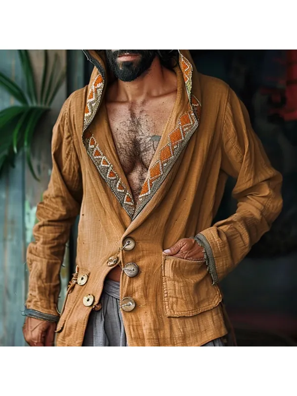 Men's Linen Bohemian Casual Hoodie Jacket - Localziv.com 
