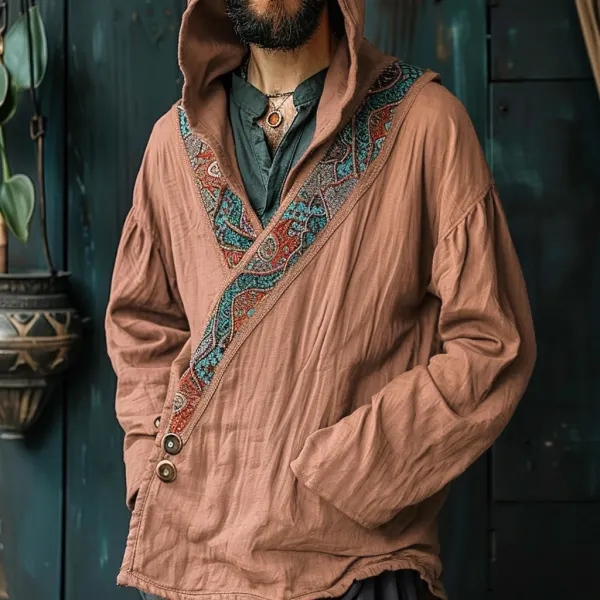 Men's Linen Ethnic Casual Hoodie Jacket - Trisunshine.com 