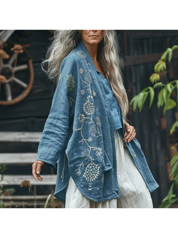 Women's Linen Bohemian Printed Kimono - Realyiyishop.com 