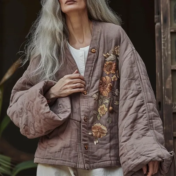 Women's Linen Flower Printed Casual Jacket - Trisunshine.com 