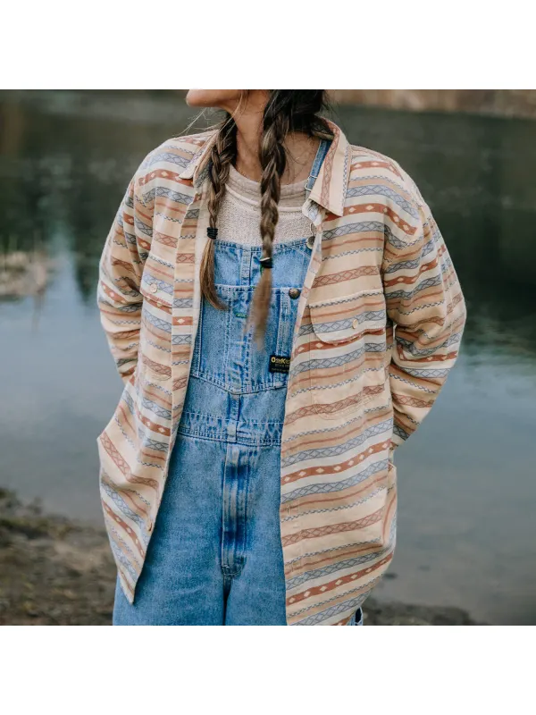 Retro Resort Ethnic Striped Shirt - Anrider.com 