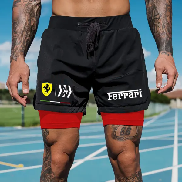 Men's Racing Print Track Shorts - Ootdyouth.com 