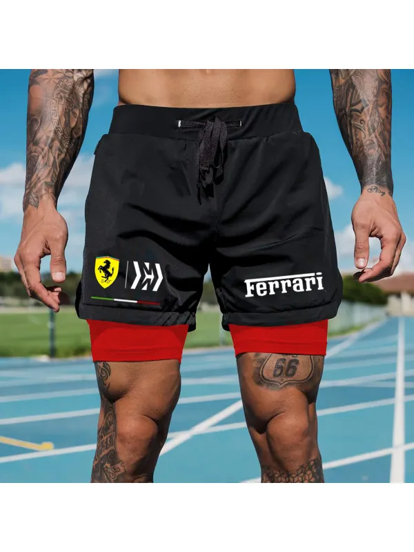 Men's Racing Print Track Shorts - Ootdmw.com 