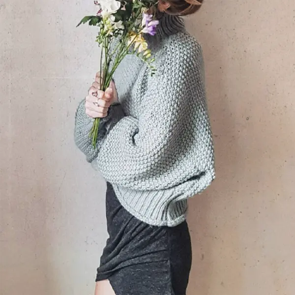 Women's Retro Solid Color Basic Sweater - Nicheten.com 