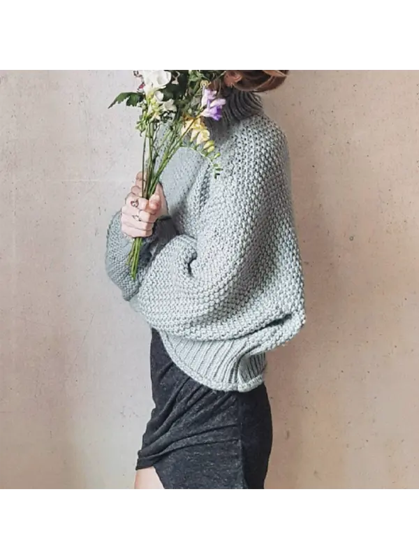 Women's Retro Solid Color Basic Sweater - Anrider.com 