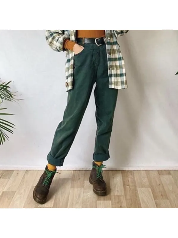 Women's Retro Simple Casual Trousers - Ootdmw.com 