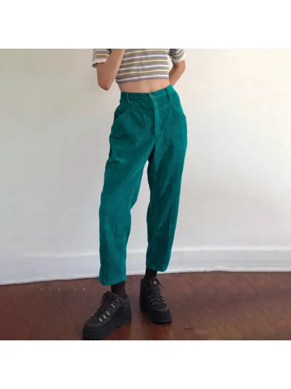 Women's Retro Solid Color Loose Trousers - Ootdmw.com 