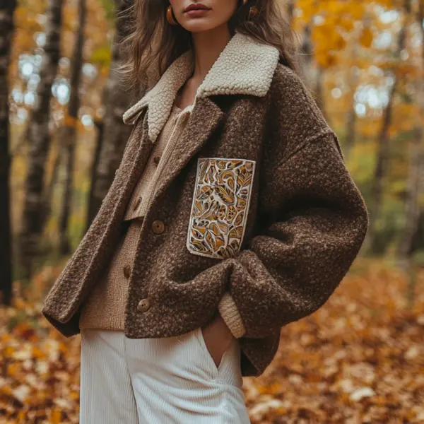 Outdoor Autumn And Winter Retro Ethnic Style Women's Casual Lapel Jacket Top - Dozenlive.com 