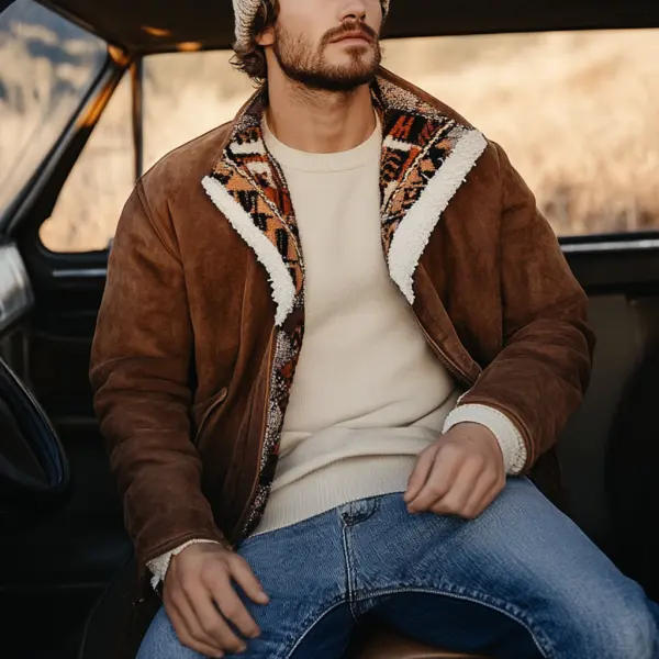 Outdoor Autumn And Winter Retro Ethnic Style Men's Casual Lapel Jacket Tops - Wayrates.com 