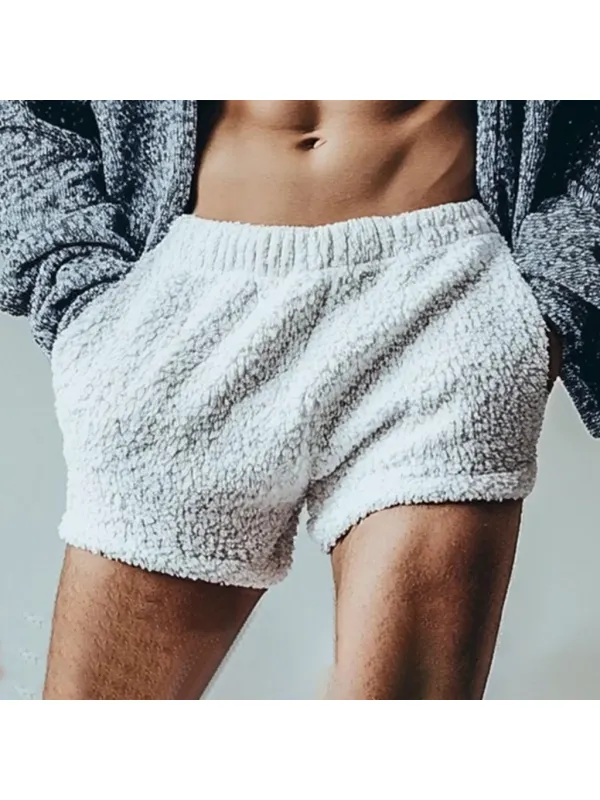 Men's Lightweight Lamb Wool Plain Comfortable Shorts - Localziv.com 