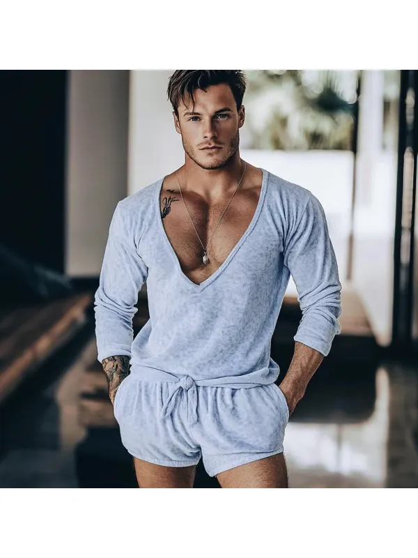 Men's Knitted Light Casual Shorts Set - Localziv.com 