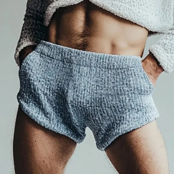 Mens Knitted Ribbed Comfort Shorts - Fineyoyo.com 