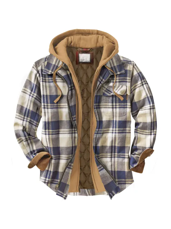 Men's Autumn & Winter Outdoor Casual Checked Hooded Jacket - Localziv.com 