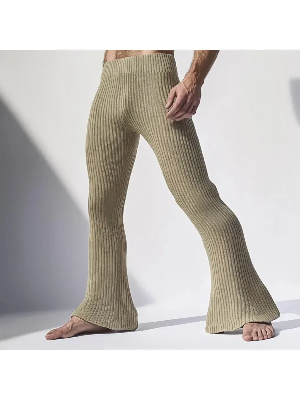 Men's Knitted Autumn & Winter Solid Soft Bell-bottom Trousers - Localziv.com 