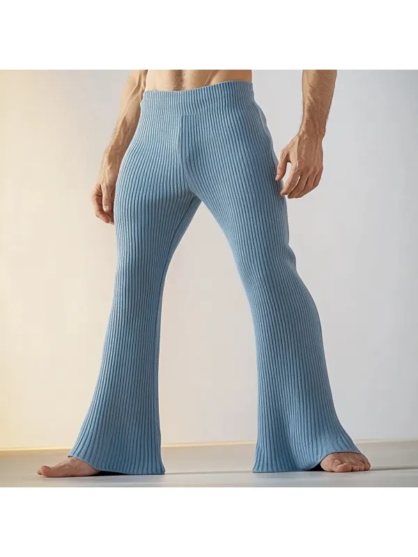Men's Knitted Autumn & Winter Solid Bell-bottom Trousers - Localziv.com 