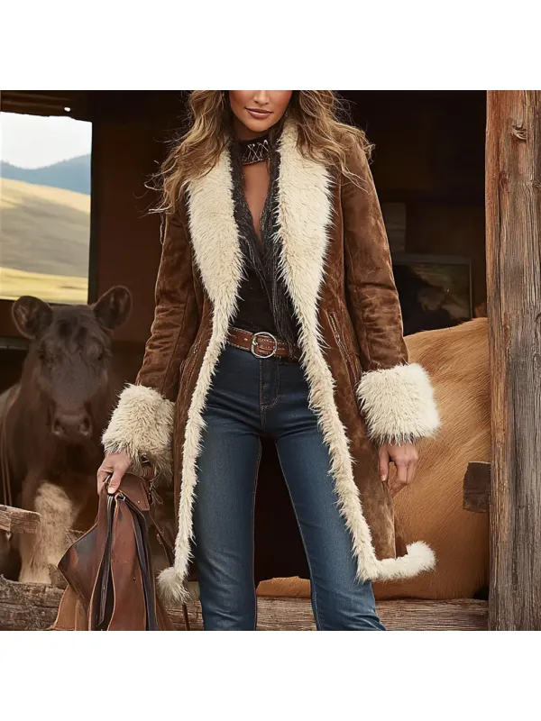 Denim Women's Western Retro Coat Plush Autumn And Winter Warm Coat - Realyiyishop.com 