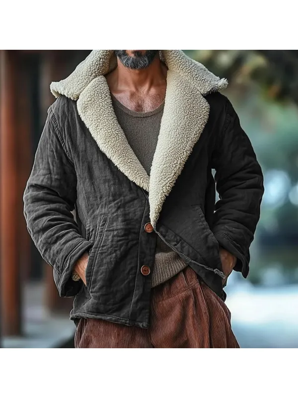 Men's Linen Fleece Solid Warm Jacket - Shopyiyistories.com 