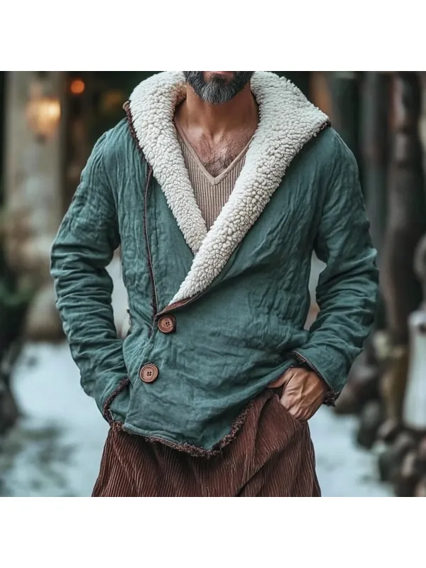 Men's Linen Fleece Warm Casual Hoodie Jacket - Aptkoi.com 