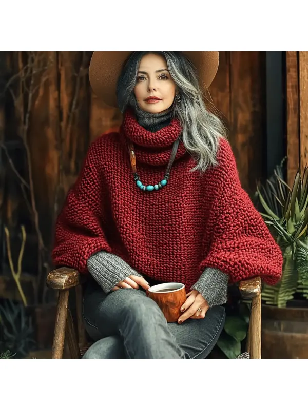 Women's Winter Knitted Casual Turtleneck Sweater - Realyiyi.com 