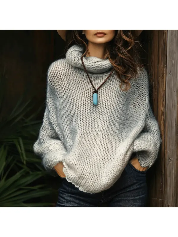 Women's Knitted Casual Round Neck Sweater - Cominbuy.com 