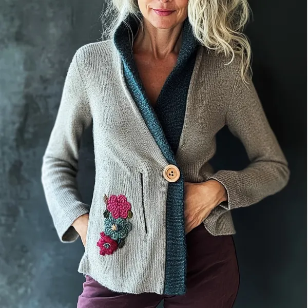 Women's Bohemian Floral Soft Casual Elegant Knit Sweater - Zivinfo.com 