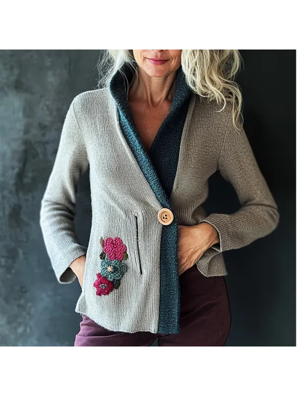 Women's Bohemian Floral Soft Casual Elegant Knit Sweater - Ootdmw.com 