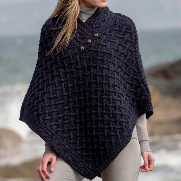 Women's Super Soft Lattice Stitch Poncho - Wayrates.com 