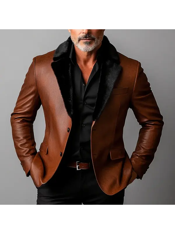 Men's Leather Elegant Casual Suit Jacket - Shopyiyistories.com 