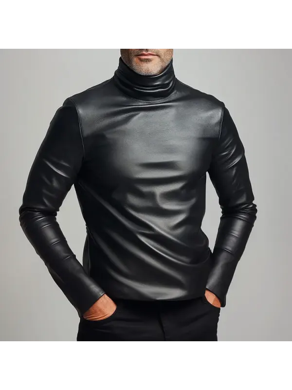 Men's Leather Warm Sweatshirt - Localziv.com 