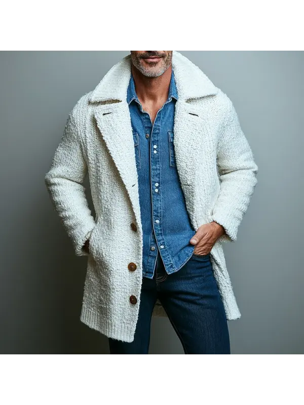 Men's Knitted Mid-length Suit Jacket - Aptkoi.com 
