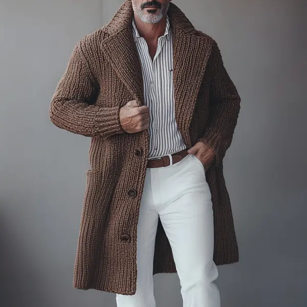 Men's Knitted Elegant Casual Mid-length Coat - Bustalent.com 