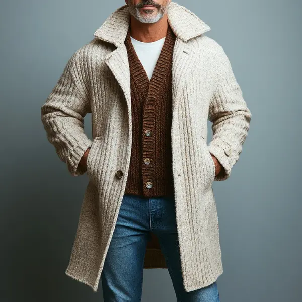 Men's Knitted Elegant Mid-length Coat - Bustalent.com 