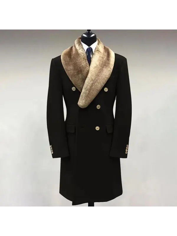 Men's Elegant Plaid Long Coat - Aptkoi.com 