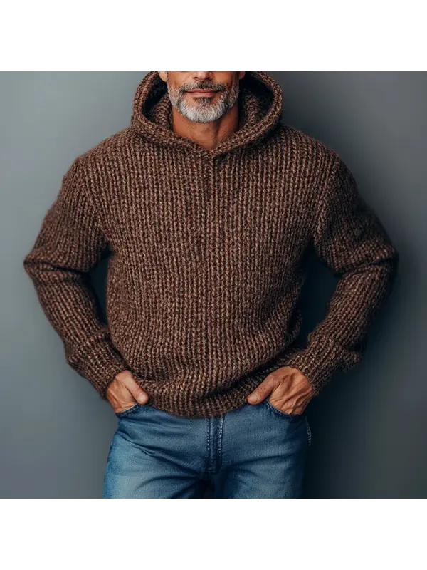 Men's Knitted Solid Color Hoodie - Shopyiyistories.com 