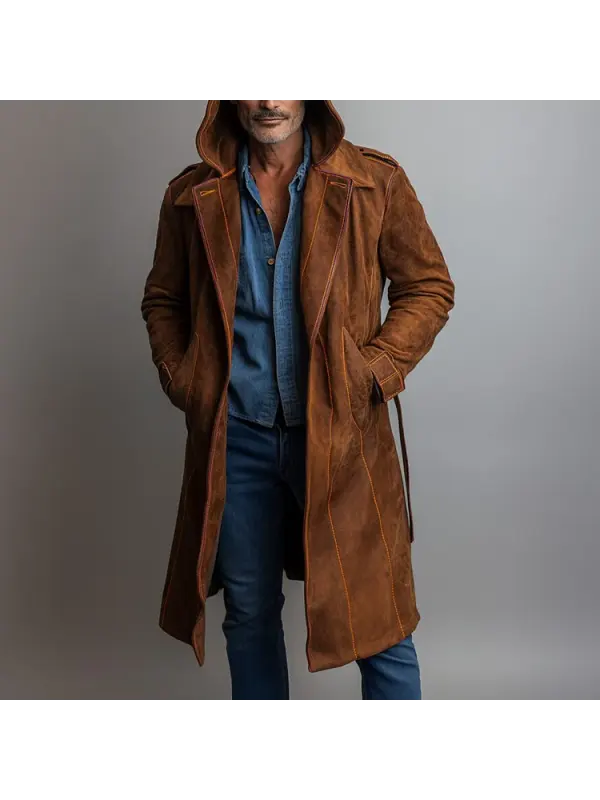 Men's Leather And Suede Outdoor Coat - Aptkoi.com 