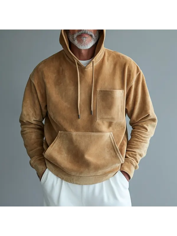 Men's Suede Casual Hoodie - Localziv.com 