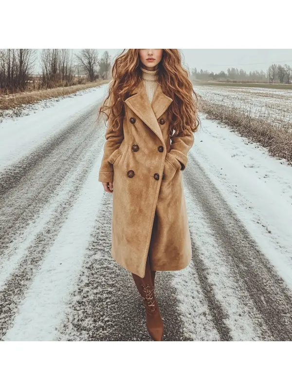 Women's Velvet Oversize Retro Casual Long Coat - Cominbuy.com 
