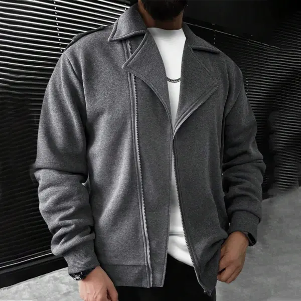 Men's Winter Loose Zip-Front Plush Casual Jacket - Spiretime.com 