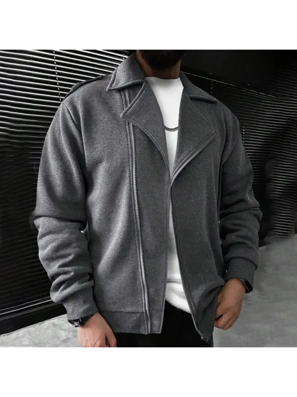 Men's Winter Loose Zip-Front Plush Casual Jacket - Aptkoi.com 