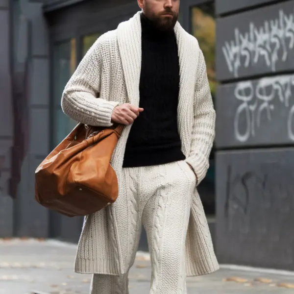 Retro Casual Knitted Lapel Collar Coat - Bustalent.com 