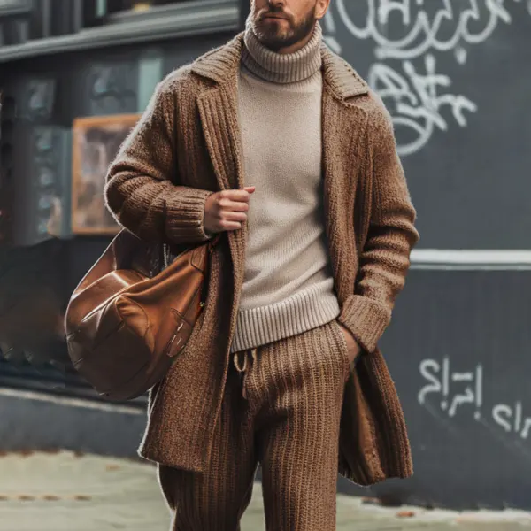Casual Knitted Lapel Collar Coat - Bustalent.com 