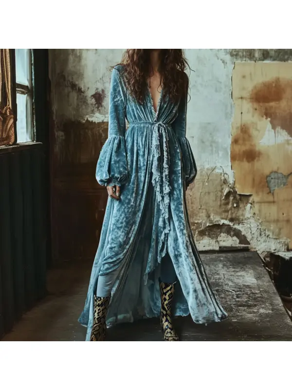 Women's Velvet Vintage Bohemian Dress - Cominbuy.com 